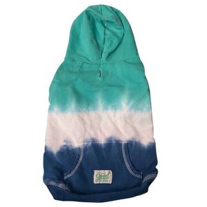 All Good Things Green Blue White Ombré Tie Dye Dog Hoodie - Small
